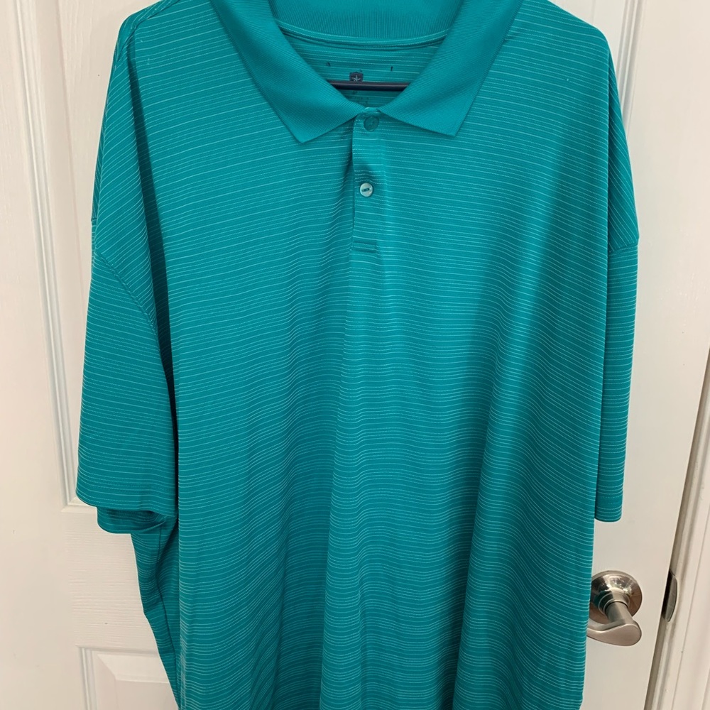 Teal men’s performance polo